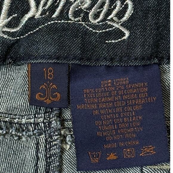 Dereon By Beyonce Denim Jeans Size 18 Y2K Dark Wash Stretch White Stitch Trim - Picture 6 of 11